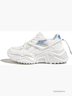 Platform Sneakers Chunky Dad Walking Shoes Retro Colorblock Fashion